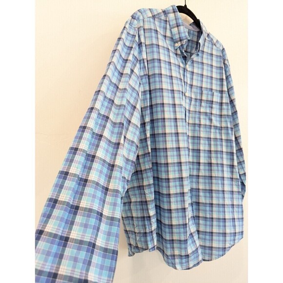 J McLaughlin Mens Blue‎ Plaid Button Up Shirt XL - Picture 4 of 10